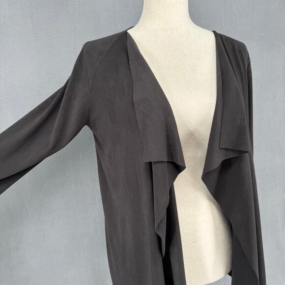 Pain de Sucre Faux Suede Waterfall Open Front Jacket OS Black Witchy Lagenlook - Picture 6 of 11